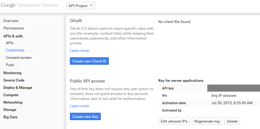 Google API Key 생성