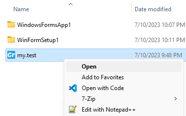 File Type Open Menu