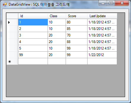 테이블 조회